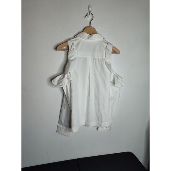 Maeve Anthropologie NWT Ruffle Open-Shoulder Poplin Blouse S - Picture 6 of 9